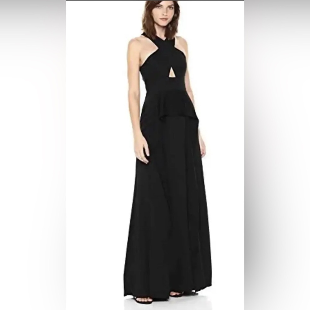 BCBG MAXAZRIA Black Bryleigh Halter Cutout Gown / Long Dress Size 10